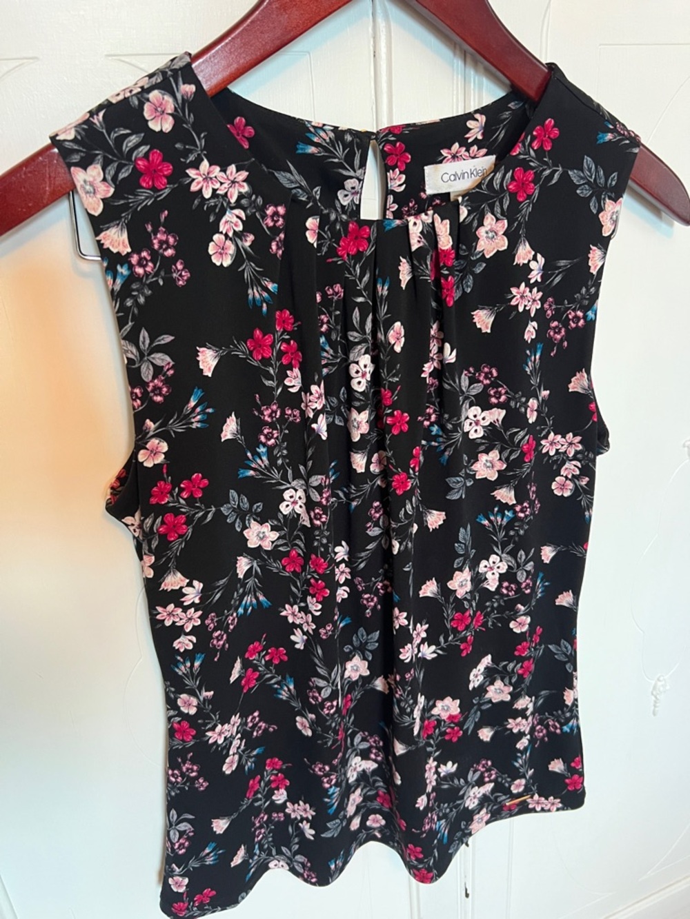 2/$7 Calvin Klein Black Floral Sleeveless Top